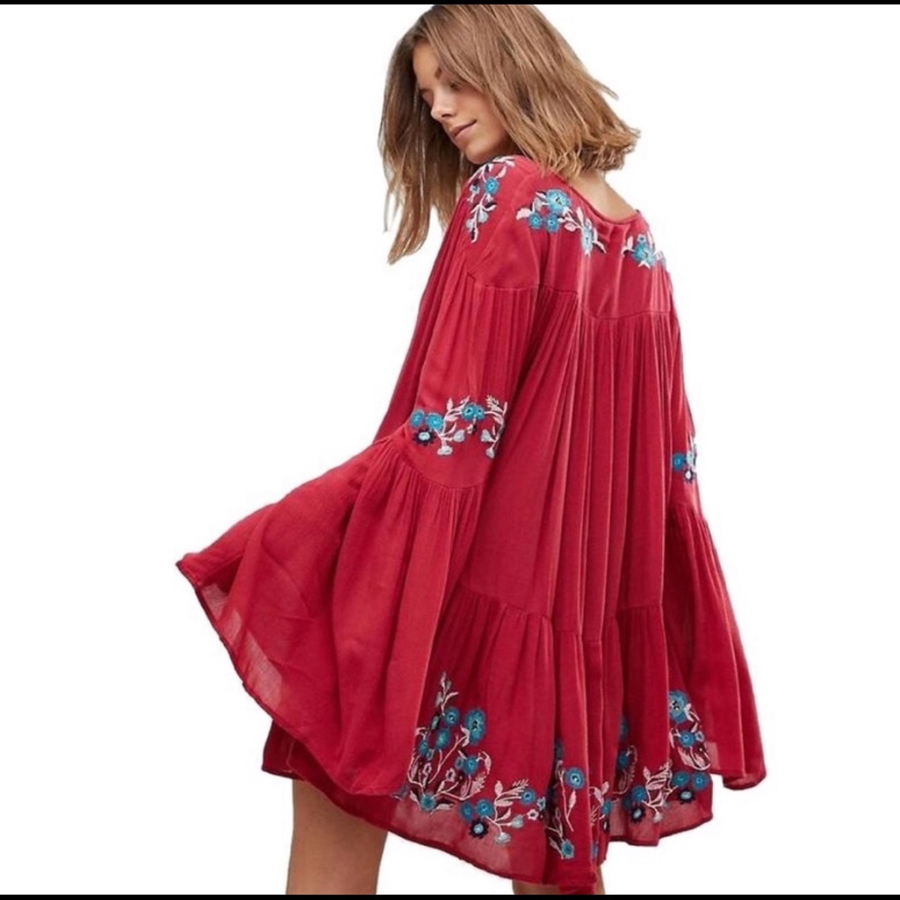 Free people bohemian dress red